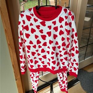 Savida Red‎ Heart Print Sz. M Long Sleeve Top Or Pajama